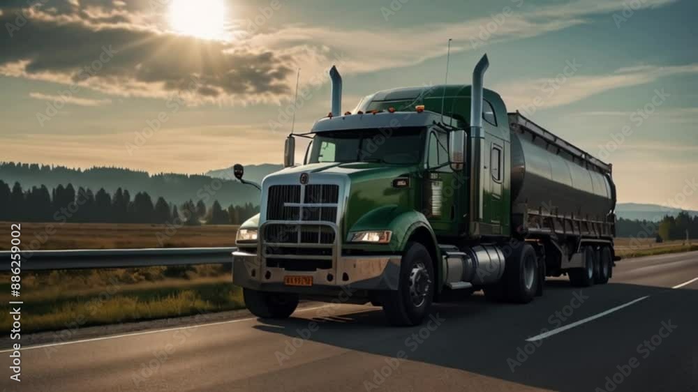 truck passing on the road with a cliff in the background. seamless looping 4k video truck passing on the road with a cliff in the background. seamless looping 4k video