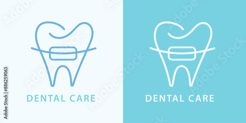 Modern Dentist logo design Dental care clinic icon
