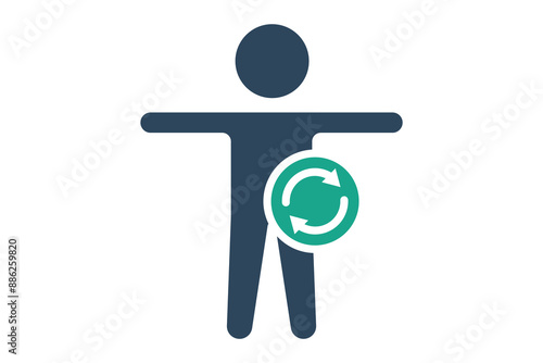 Metabolism icon. people with arrow. icon related to body processes. solid icon style. fitness elements vector illustration