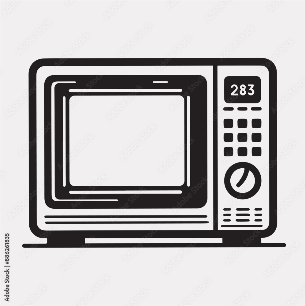 Microwave line art silhouette vector on a white background Microwave line art silhouette vector on a white background