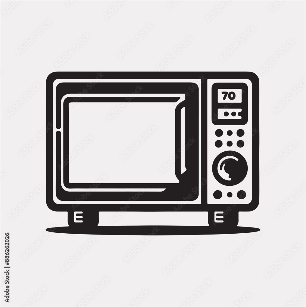 Microwave line art silhouette vector on a white background Microwave line art silhouette vector on a white background