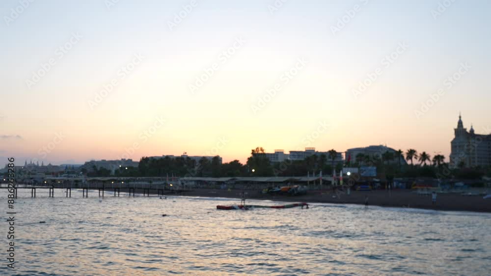 Mediterranean sea pier during sunset view Mediterranean sea pier during sunset view