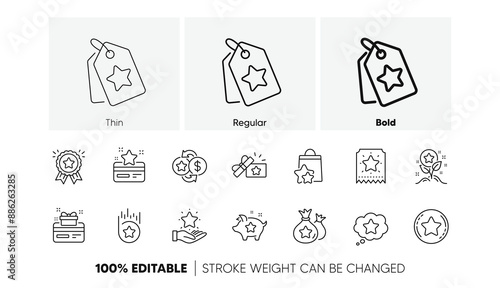 Bonus card, Redeem gift and discount coupon signs. Loyalty program line icons. Lottery ticket, Earn reward and winner gift icons. Linear set. Line icons set. Vector