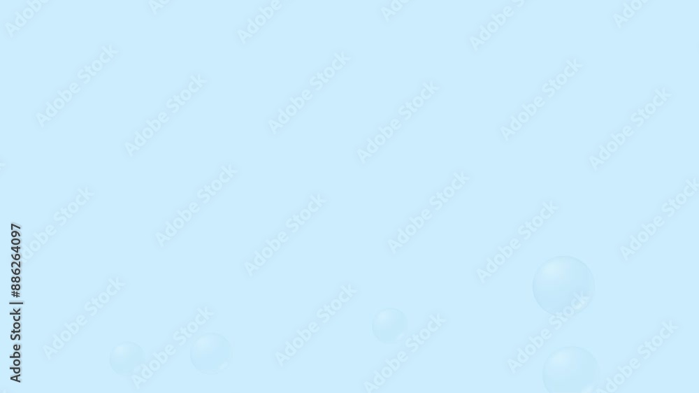 Delicate transparent bubbles rising from the bottom of a light blue background. The animation evokes the refreshing feel of sparkling water. Concept of freshness, cleanliness and fun Delicate transparent bubbles rising from the bottom of a light blue background. The animation evokes the refreshing feel of sparkling water. Concept of freshness, cleanliness and fun