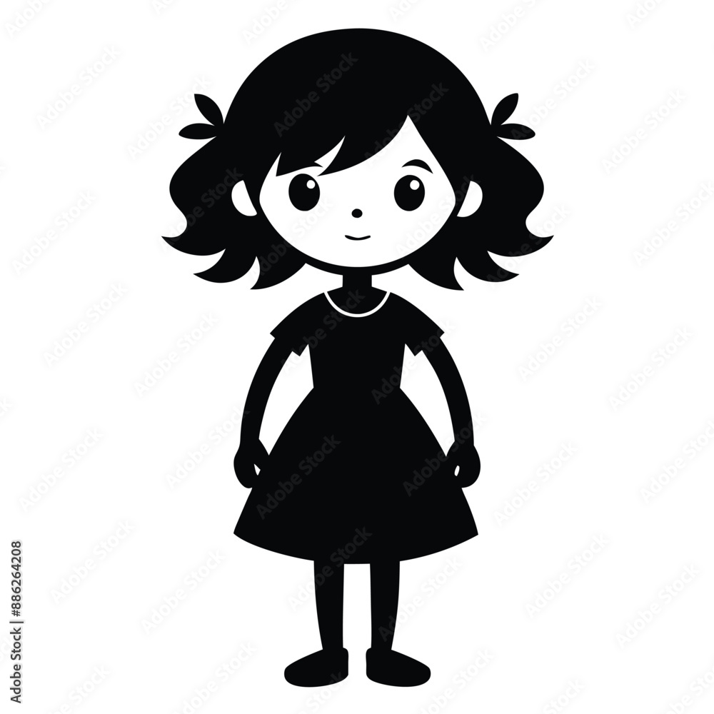 Girl Silhouette black color Image silhouette, isolated white background Girl Silhouette black color Image silhouette, isolated white background