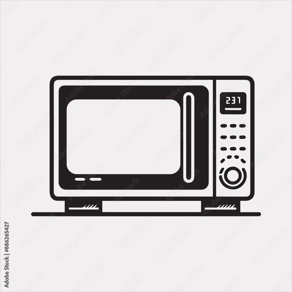 Microwave line art silhouette vector on a white background Microwave line art silhouette vector on a white background