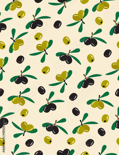 seamless pattern with olives