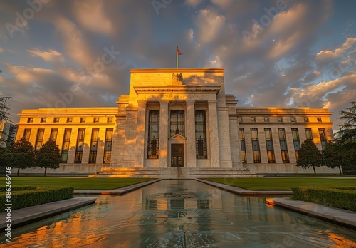 The building is a government building with a large fountain in front of it photo