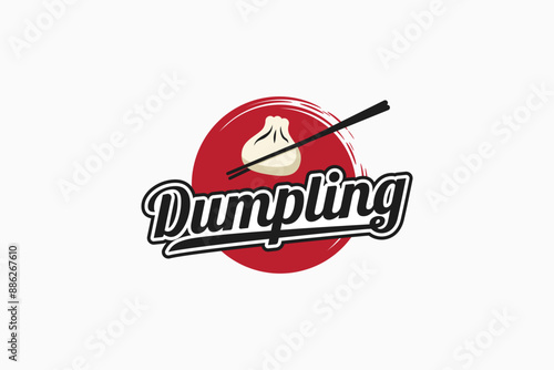dumpling logo with a combination of a dumpling and chopsticks for food and beverage businesses, restaurants, cafes, food trucks, etc.