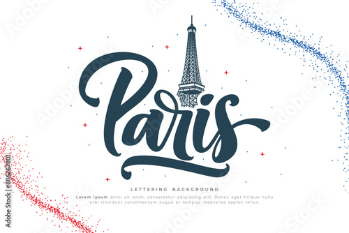 paris lettering background vector design