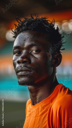 Stock image of a soccer player facing the public