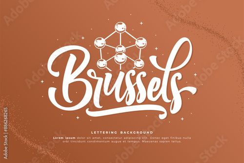 brussels lettering background vector design
