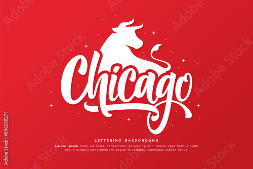 chicago lettering background vector design