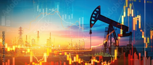 Double exposure of an oil price chart and the OPEC headquarters, showing how OPEC meetings affect market volatility