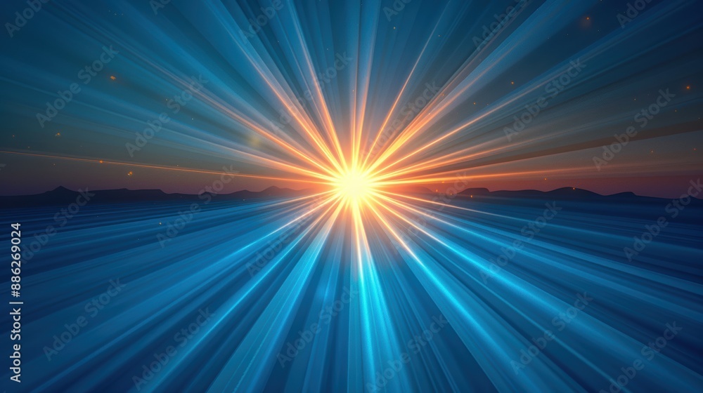 Fototapeta premium design anime sunburst, abstract concentric blue elements, dynamic and vibrant. 