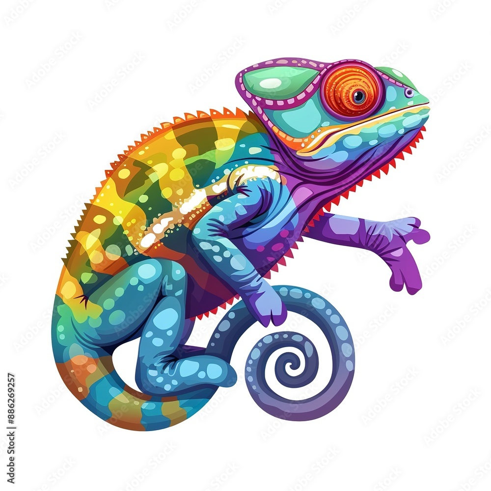 Obraz premium Chameleon Classic fashion cartoon isolated whitebackground