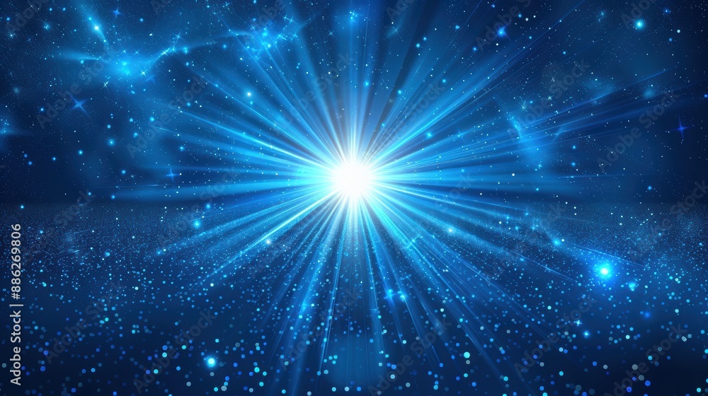 Naklejka premium design anime sunburst, abstract concentric blue elements, dynamic and vibrant. 