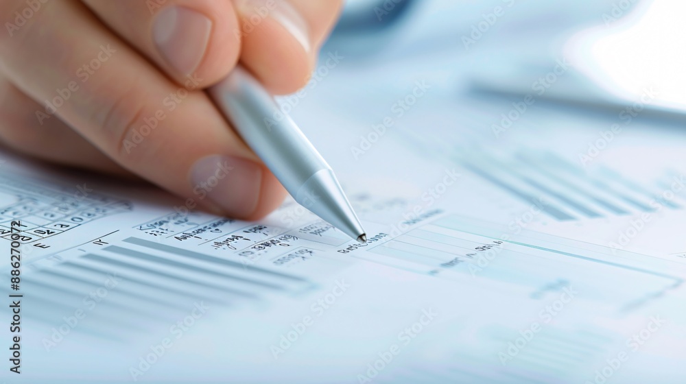 A close-up of an advisor's hand pointing to a detailed investment portfolio document, highlighting expert planning and strategic advice, with ample copyspace for customized text. A close-up of an advisor's hand pointing to a detailed investment portfolio document, highlighting expert planning and strategic advice, with ample copyspace for customized text.