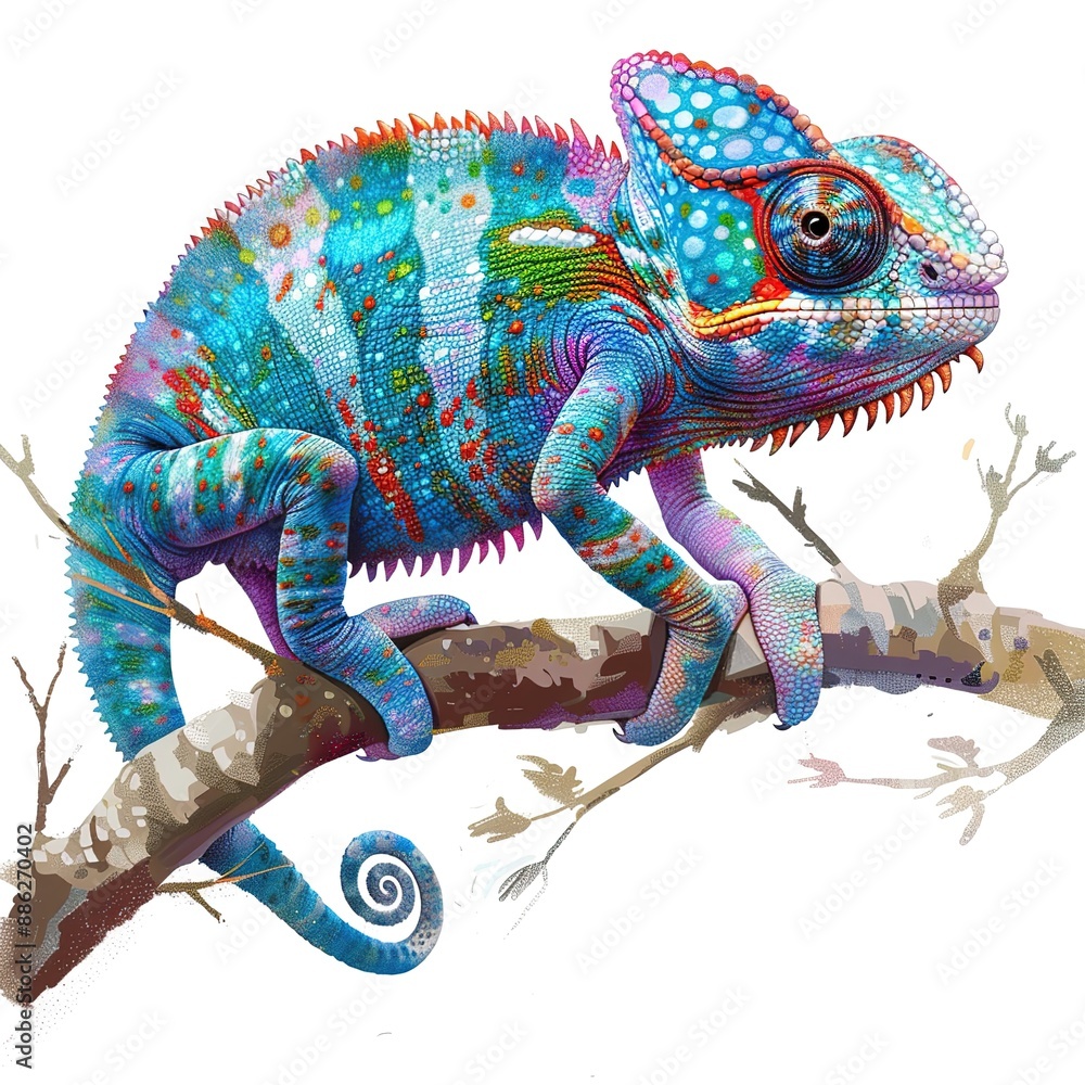 Obraz premium Chameleon Artsy animal fashion cartoon isolated whitebackground