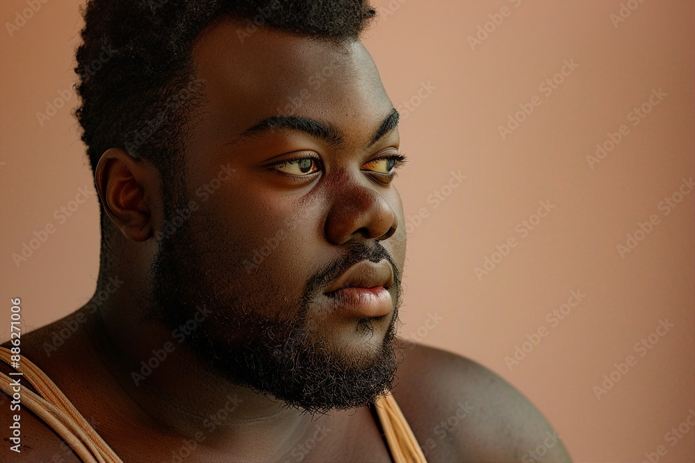 Obraz premium Created with generative AI picture of a smiling body positive man accepting his weight