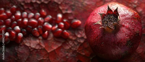 8k detail photograph of a pomegranate skin showing its unique texture.