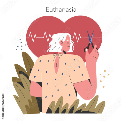 Euthanasia. Flat Vector Illustration