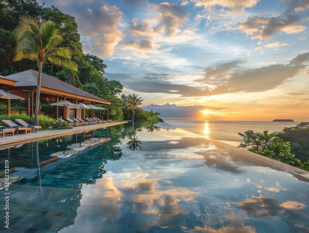 Obraz premium Experience an elegant members-only resort offering picture-perfect scenery and exclusive services
