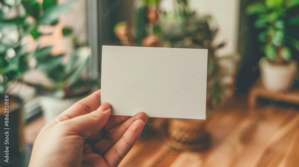 A person is holding a white card with a blank space on it A person is holding a white card with a blank space on it