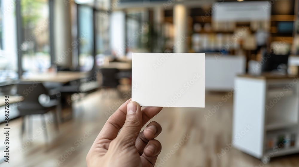 A person is holding a white card with a blank space on it A person is holding a white card with a blank space on it
