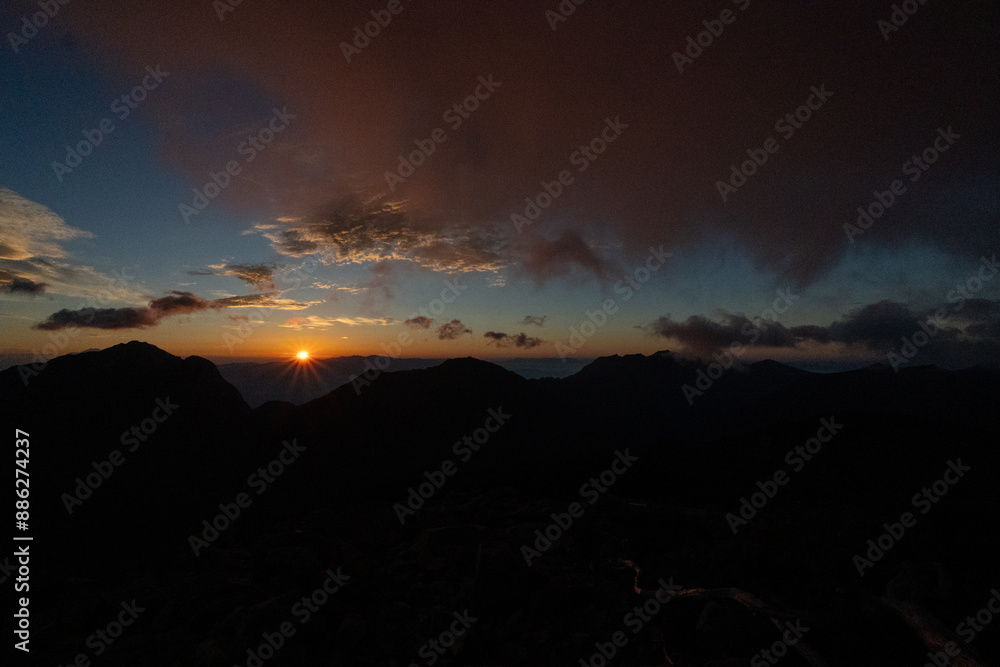 Sunrise from Senjogadake mountain in South Alps of Japan Sunrise from Senjogadake mountain in South Alps of Japan