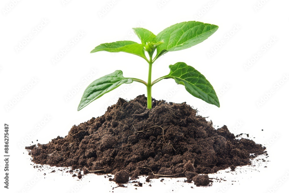 Plant sprout growing from soil isolated on a white or transparent background Plant sprout growing from soil isolated on a white or transparent background