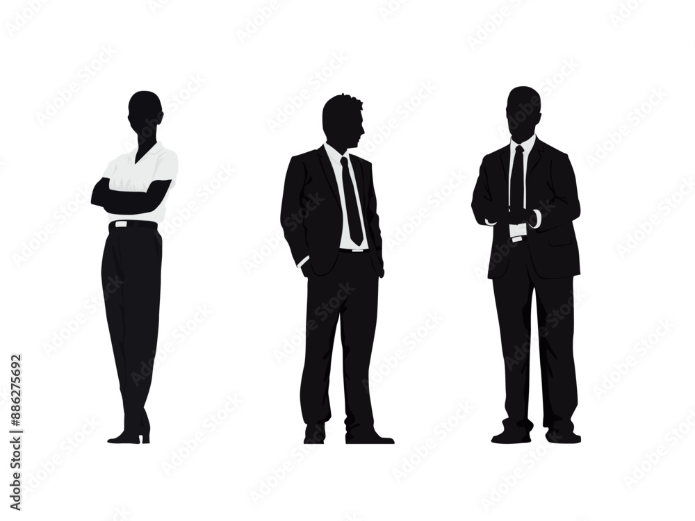 silhouettes of people working group of standing business people vector silhouettes of people working group of standing business people vector