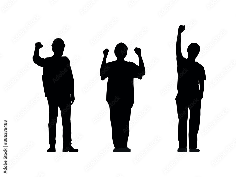 Vector silhouettes of men and a women, a group of standing business people, profile, black color isolated on white background Vector silhouettes of men and a women, a group of standing business people, profile, black color isolated on white background