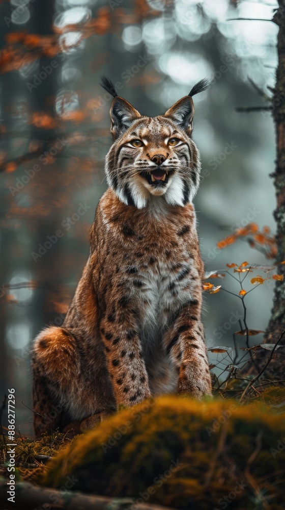 Fototapeta premium A Lynx in the Autumn Forest