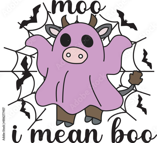 Moo I mean Boo, Halloween Quote EPS, T Shirt design