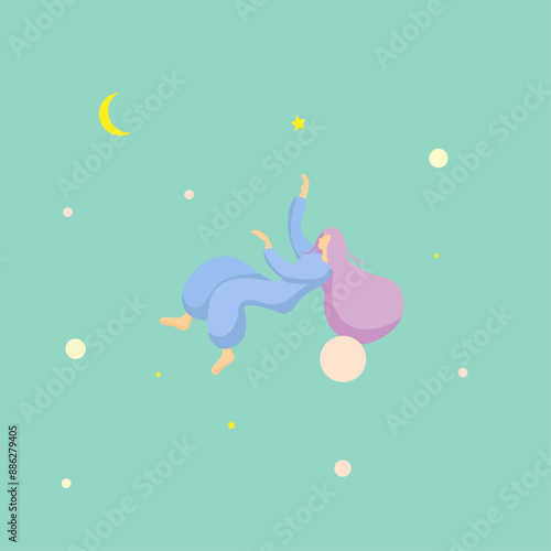 flying girl in space