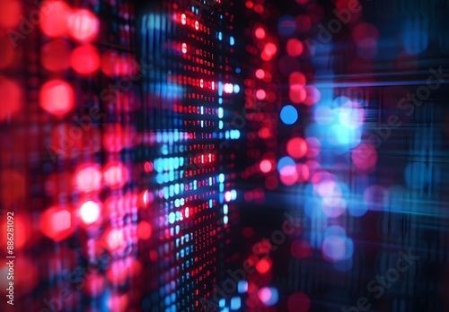 Wallpaper Mural Abstract Digital Code Background with Red and Blue Lights Torontodigital.ca