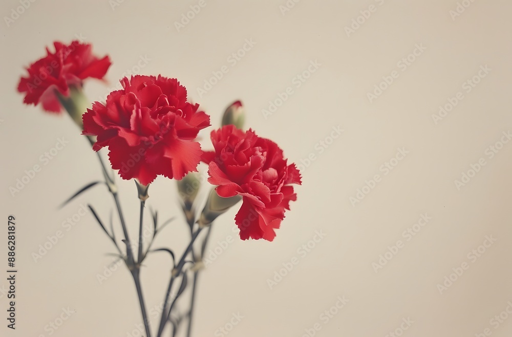 Obraz premium Red Carnations Bouquet Film Photography