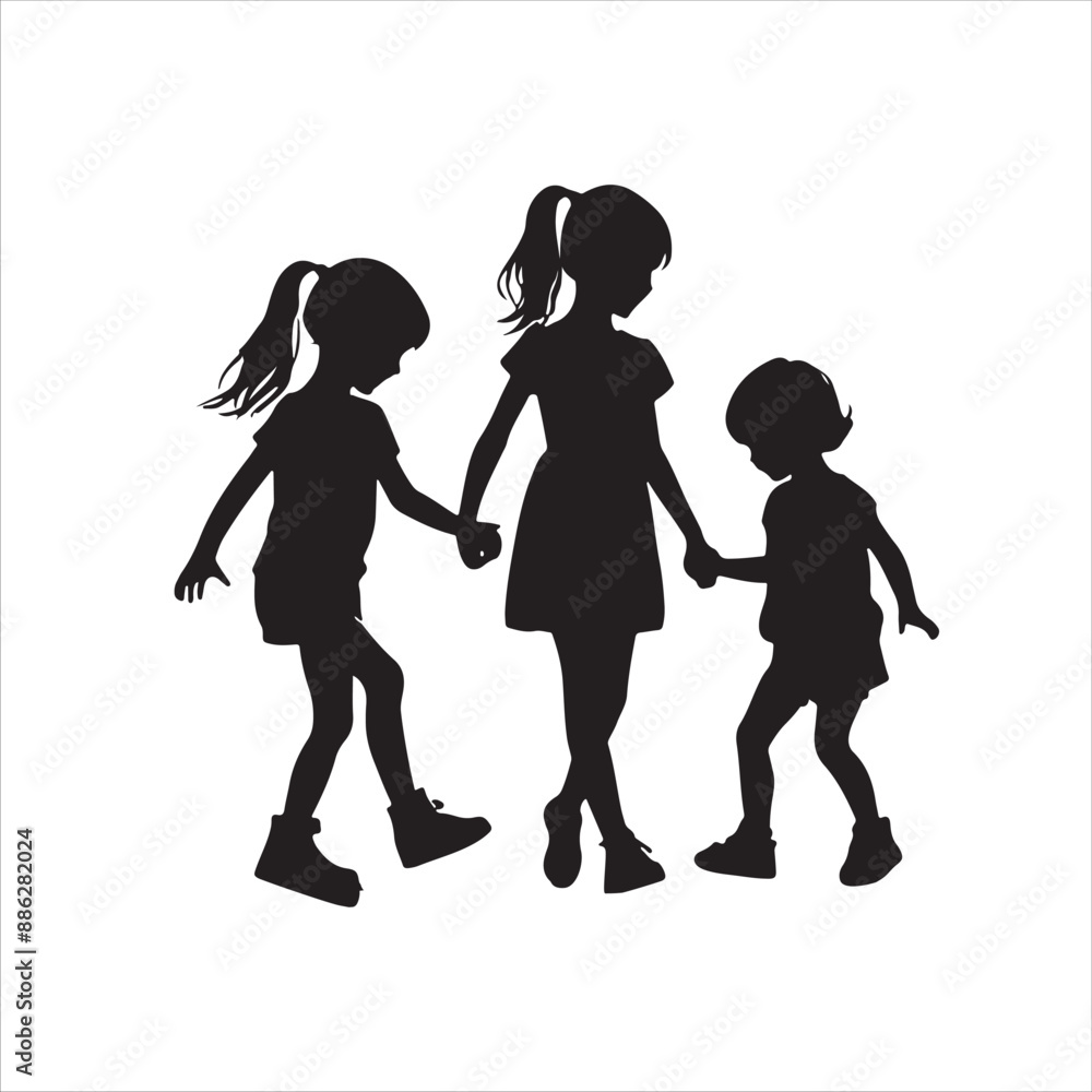 silhouettes of child playing on white background silhouettes of child playing on white background