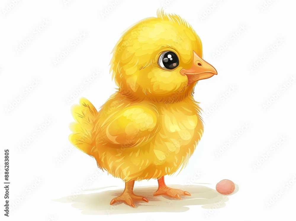 An adorable cartoon chick on a plain white background An adorable cartoon chick on a plain white background