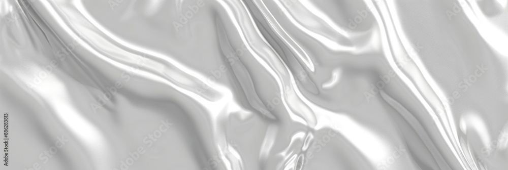 Fototapeta premium Wavy Silver Liquid with Glare Effects And Abstract Shapes, Elegant Luxury Fashion Background