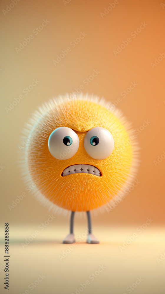 Obraz premium Angry Face: A face with a furrowed brow, narrowed eyes, a clenched jaw, and a frown, expressing anger or frustration. Create a high-resolution 3D icon emoji of an angry face. 