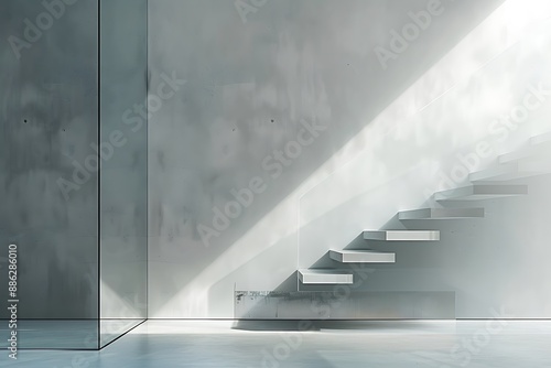 Minimalist Interior with a Modern Staircase