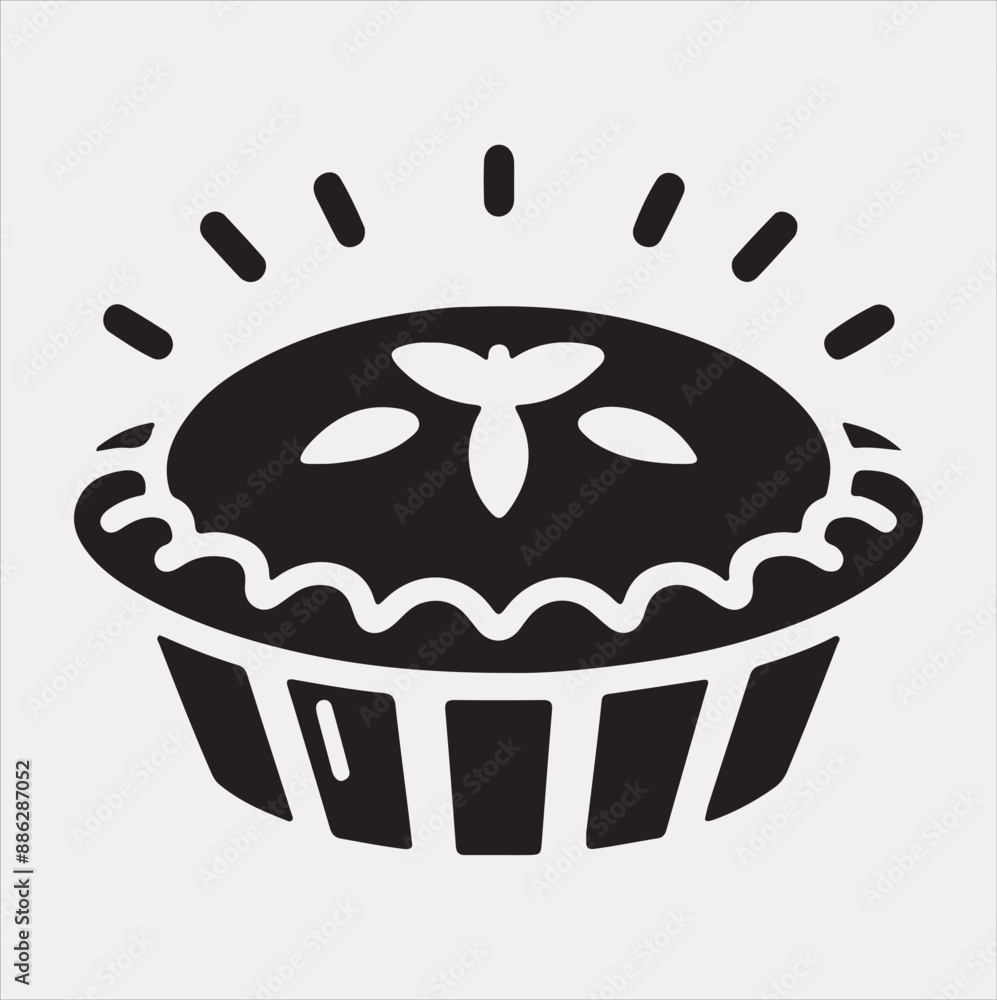 Pie icon silhouette vector on a white background Pie icon silhouette vector on a white background