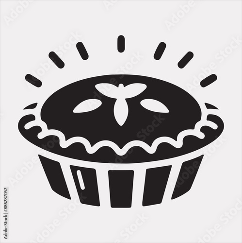 Pie icon silhouette vector on a white background