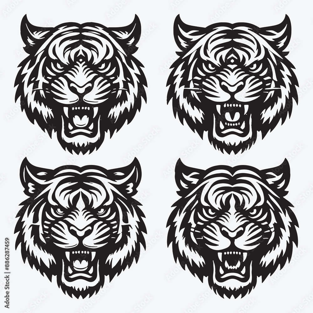 Tiger Vector Illustration Silhouette Collection Tiger Vector Illustration Silhouette Collection