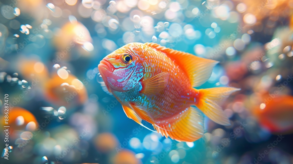 84. Surreal digital aquarium where fish are replaced by floating marketing data 84. Surreal digital aquarium where fish are replaced by floating marketing data