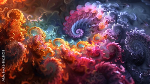 69. Fractal patterns morphing into recognizable digital marketing symbols