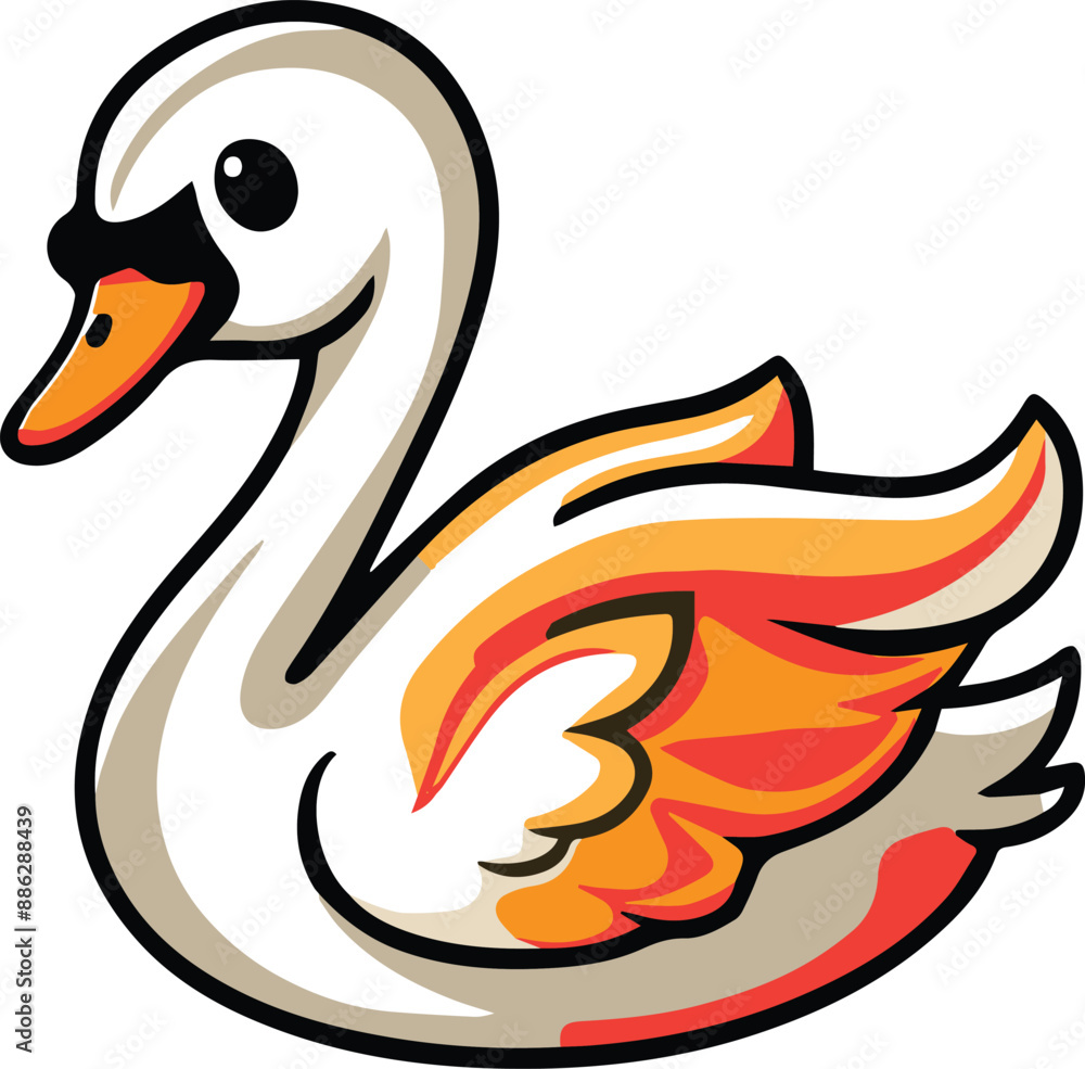 Fototapeta premium A charming vector art illustration of a cartoon Swan bird isolated on white background.