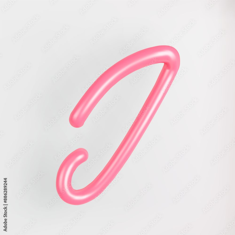 3D Pink Script Uppercase Letter J on light background. Cute Cursive Bubble typography symbol vector illustration. 3D Pink Script Uppercase Letter J on light background. Cute Cursive Bubble typography symbol vector illustration.